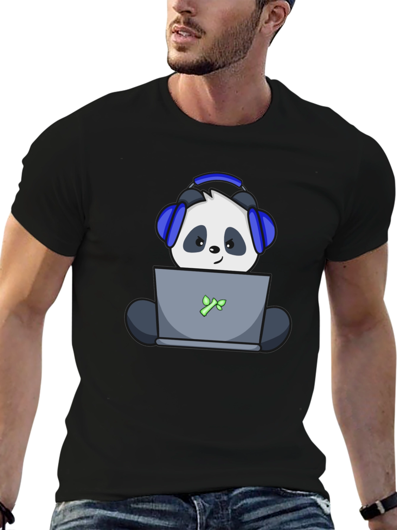 Gamer Panda T-Shirt - Black Cotton Tee