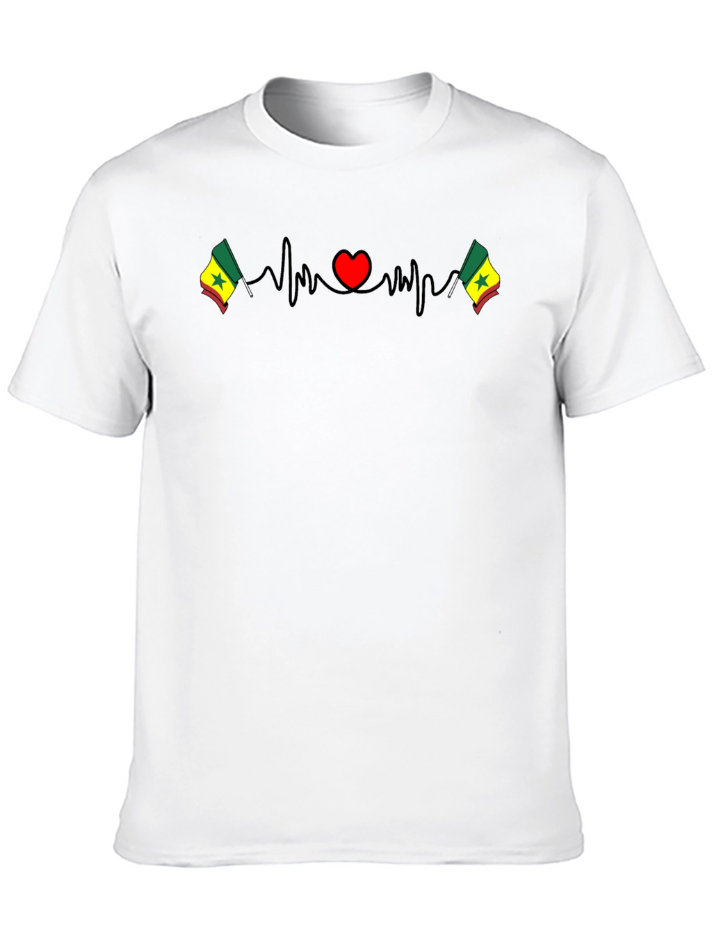 Senegal Flag Heartbeat T-Shirt - Show Your Love
