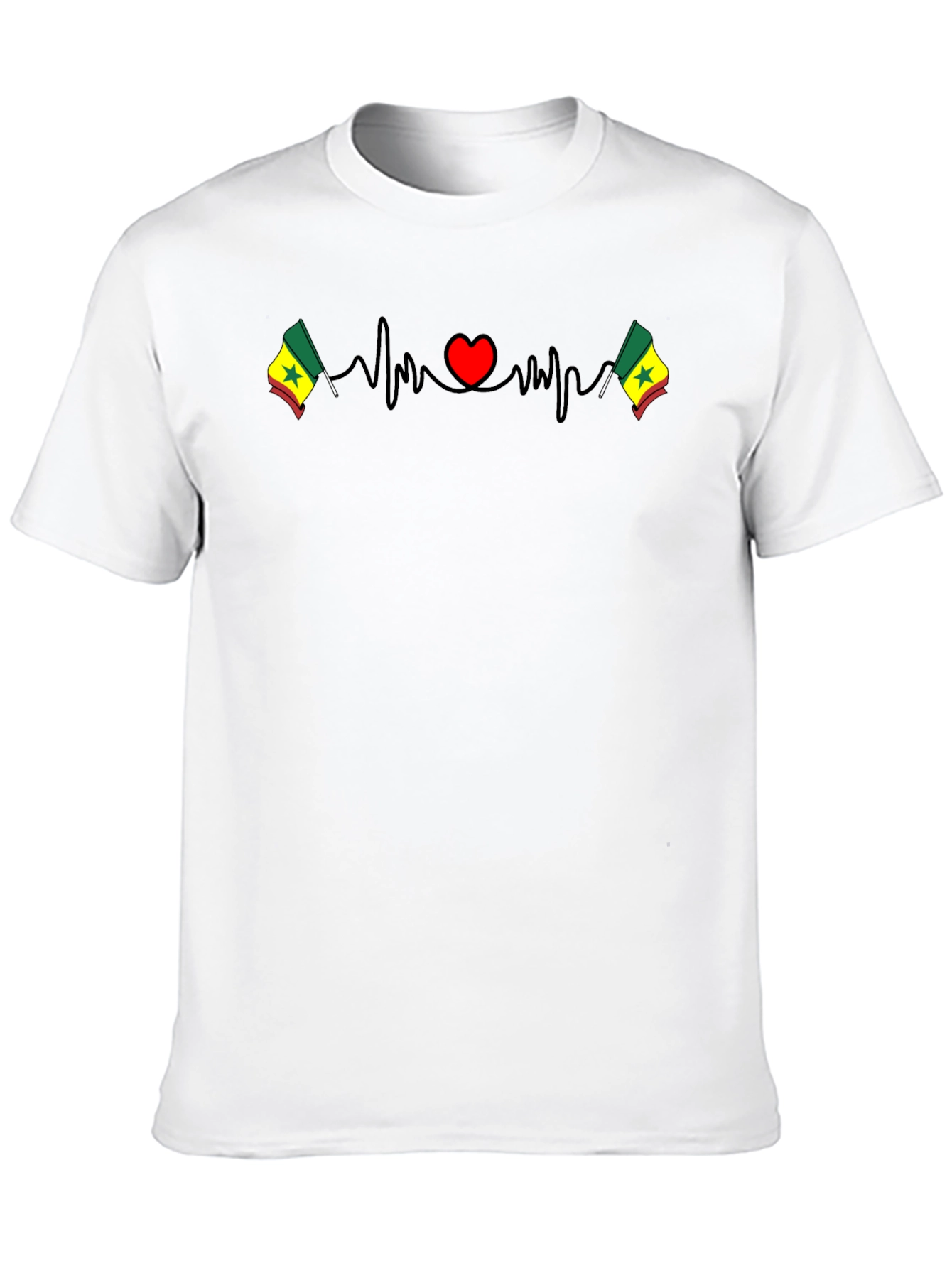 Senegal Flag Heartbeat T-Shirt - Show Your Love
