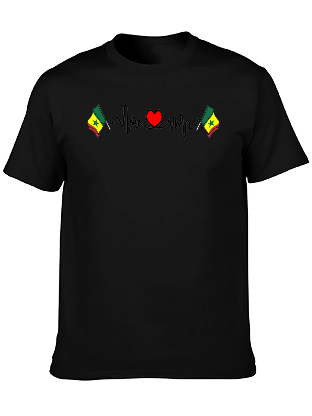 Senegal Flag Heartbeat T-Shirt - Show Your Love