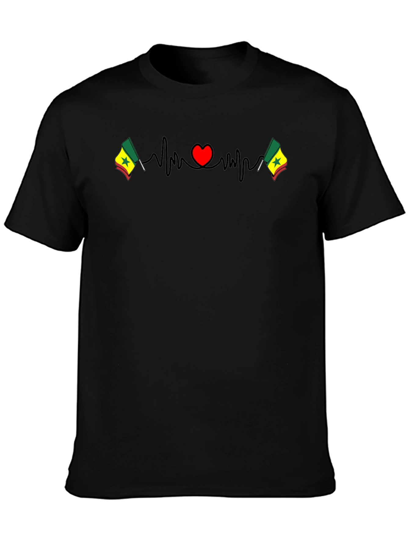 Senegal Flag Heartbeat T-Shirt - Show Your Love
