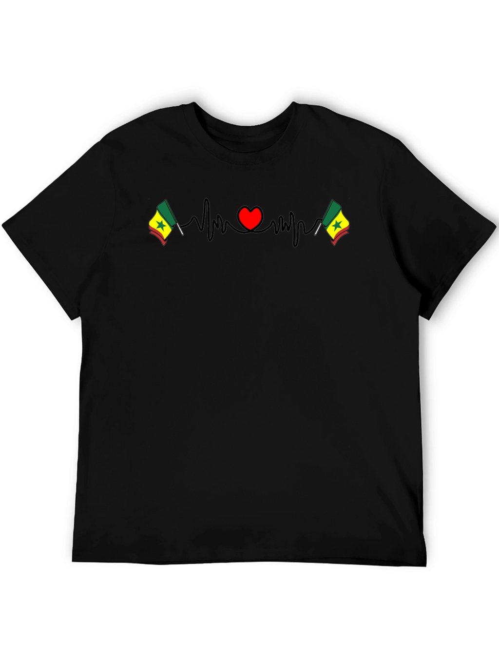 Senegal Flag Heartbeat T-Shirt - Show Your Love