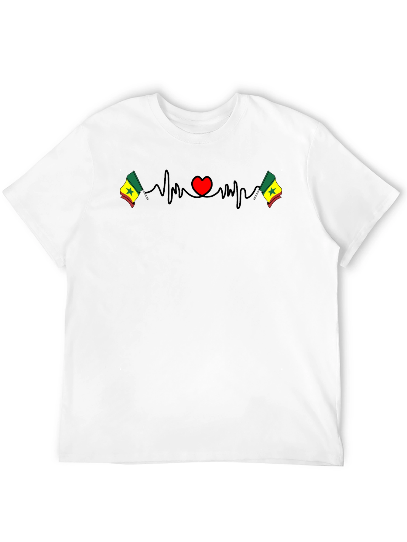Senegal Flag Heartbeat T-Shirt - Show Your Love