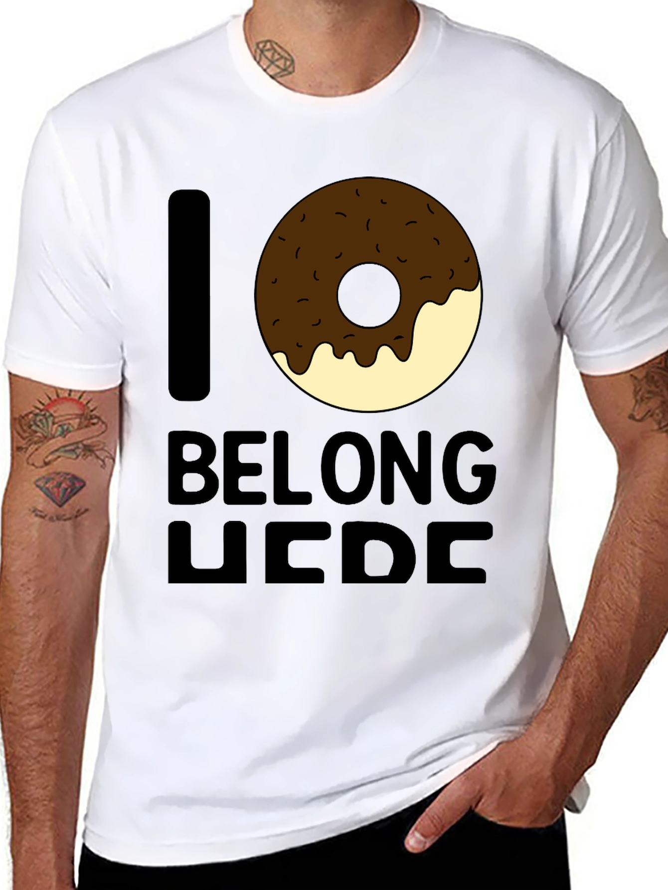 I Donut Belong Here Black Graphic Tee