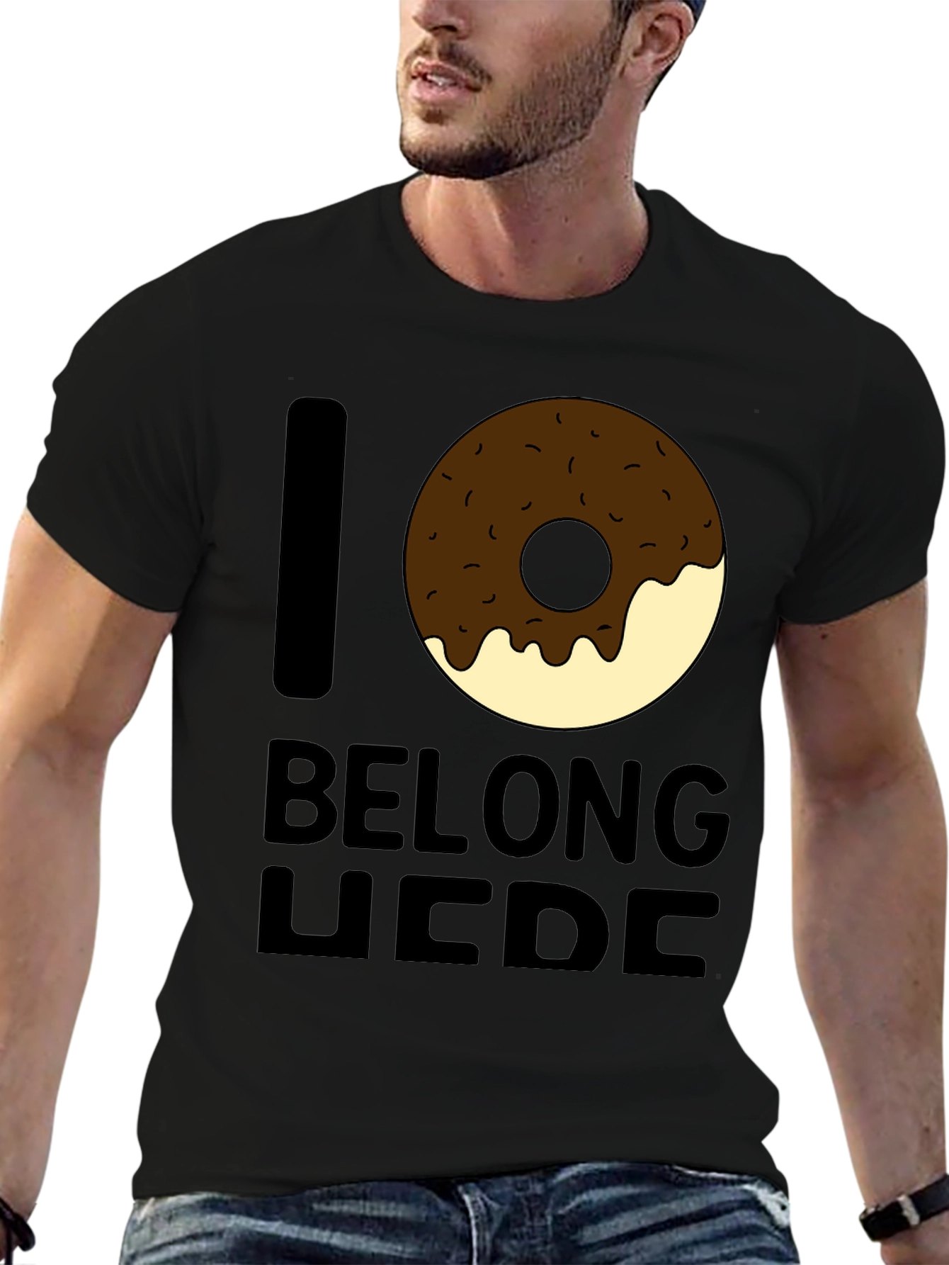 I Donut Belong Here Black Graphic Tee