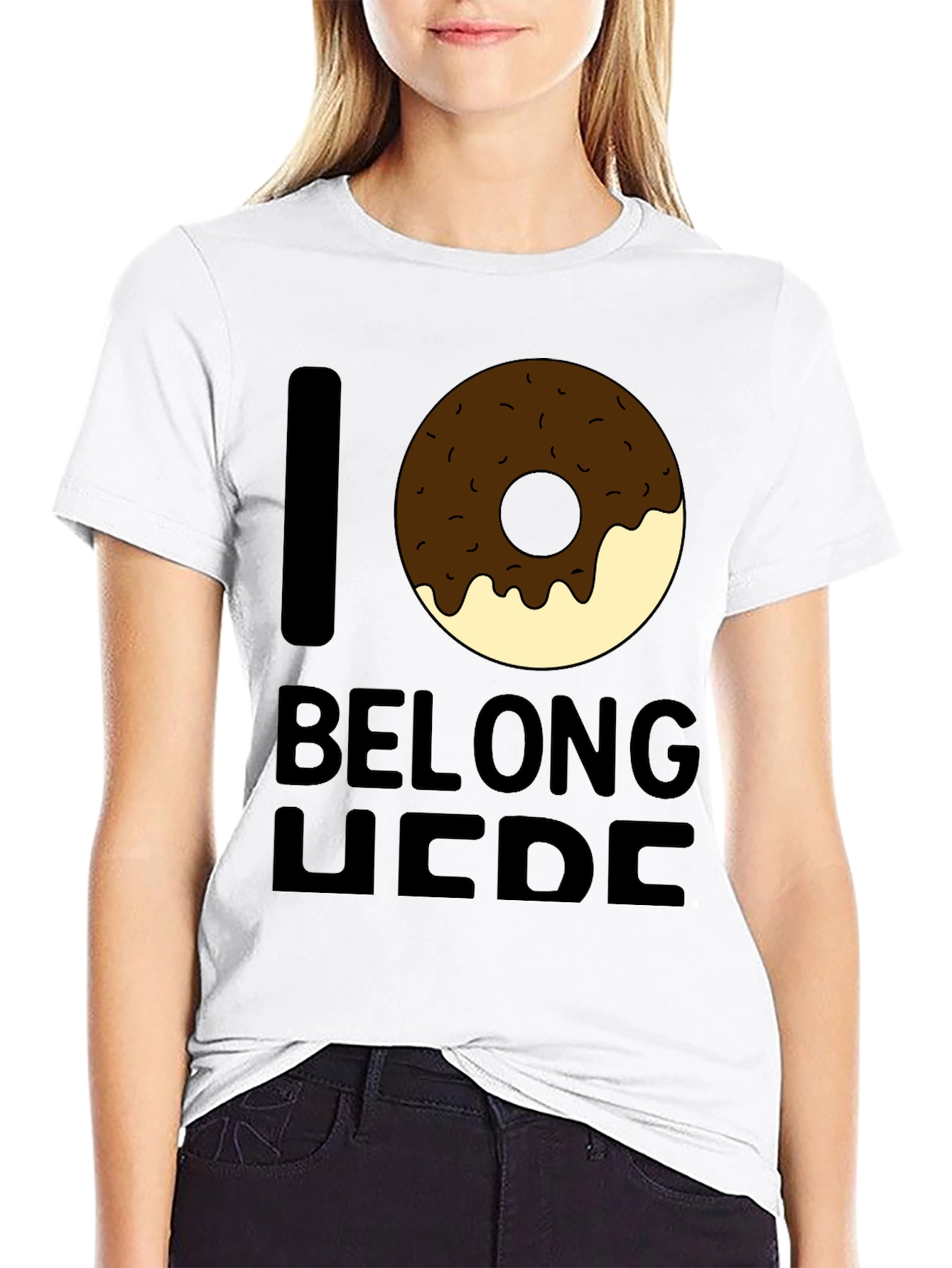 I Donut Belong Here Black Graphic Tee