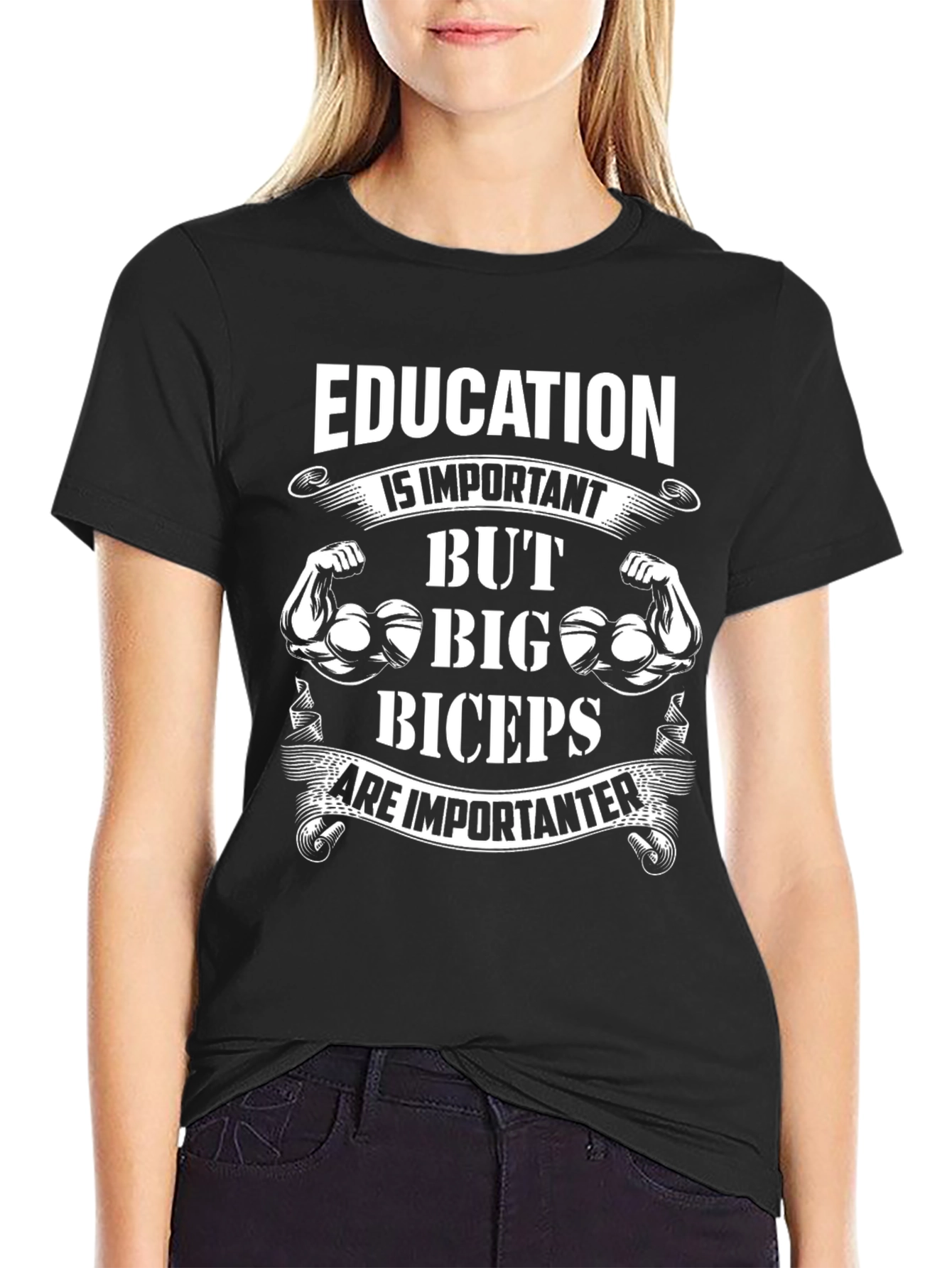 Education vs. Biceps Graphic Tee