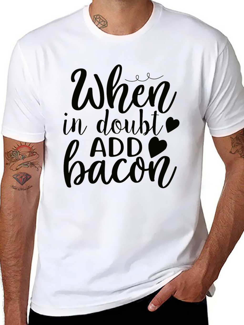When In Doubt Add Bacon - Funny Graphic Tee