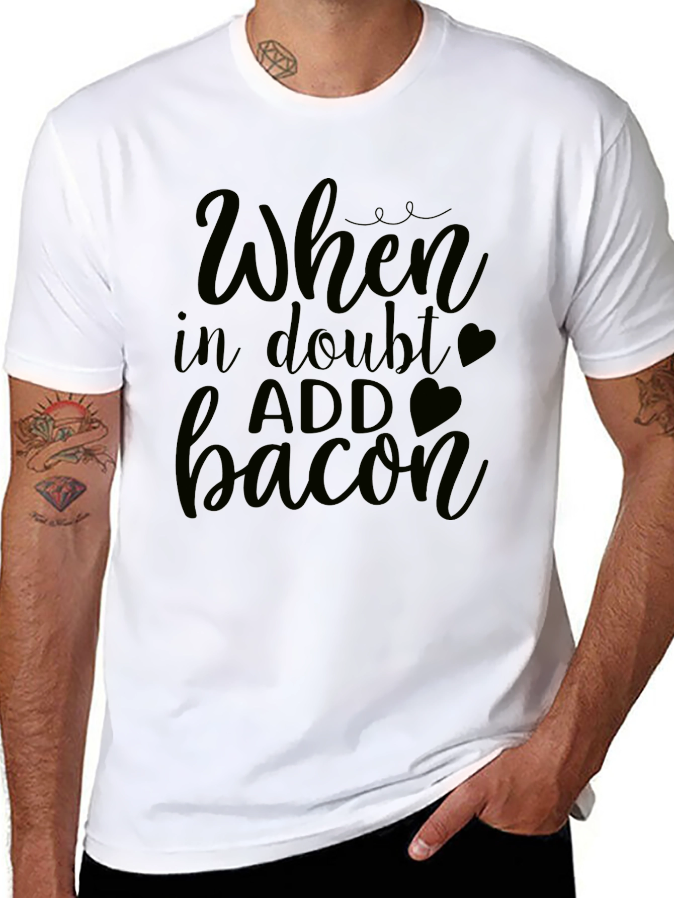 When In Doubt Add Bacon - Funny Graphic Tee