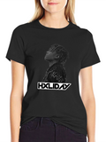 HXliday Graphic Tee - Black Cotton Casual Shirt