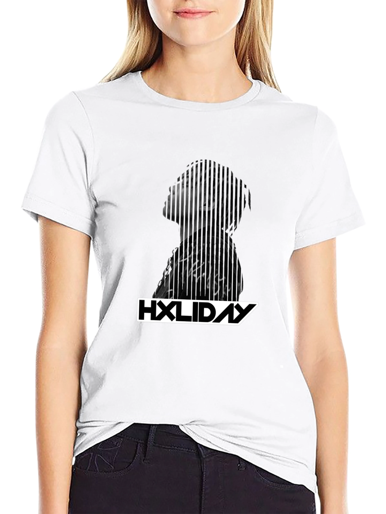 HXliday Graphic Tee - Black Cotton Casual Shirt