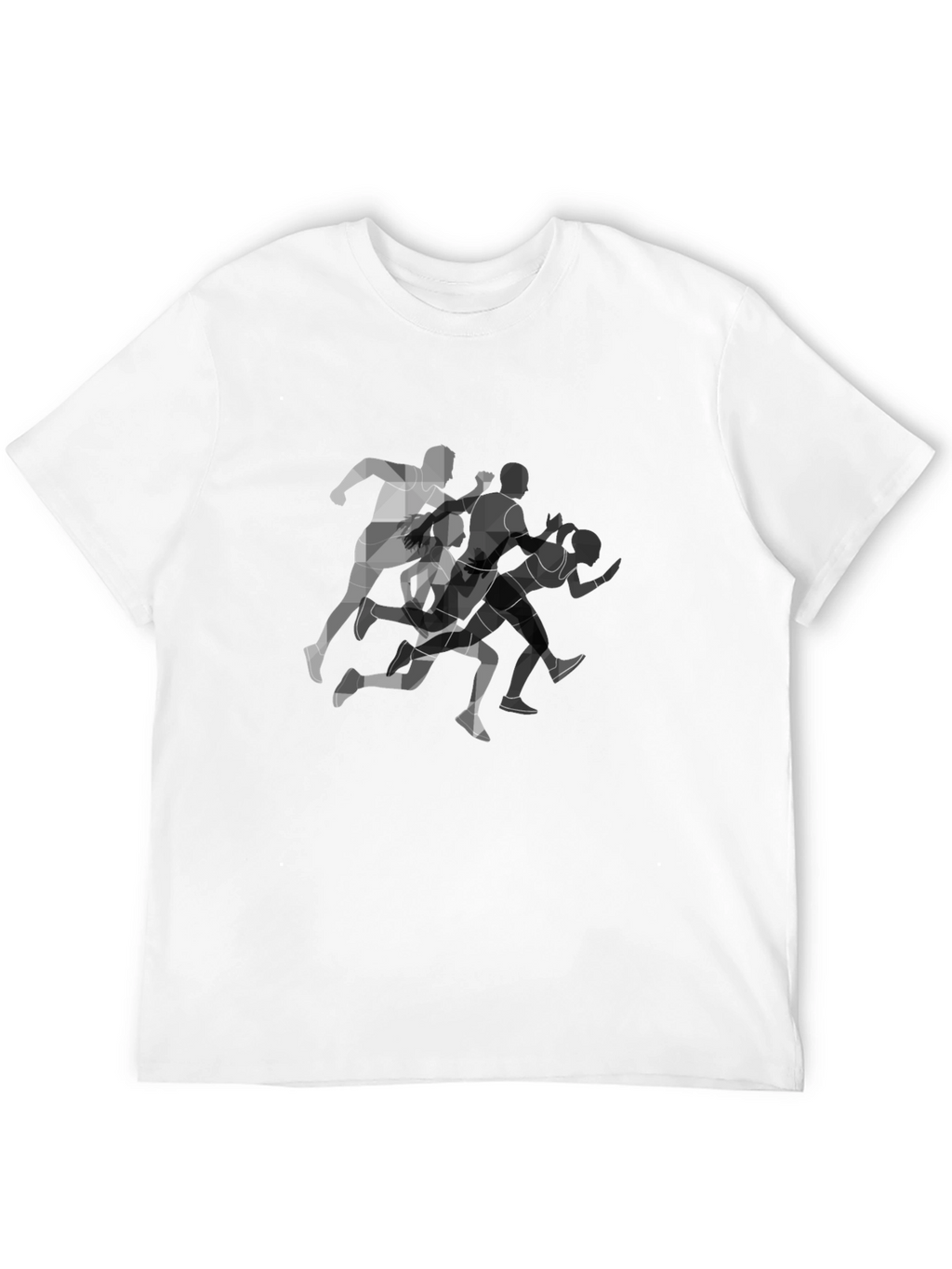 Geometric Runners Graphic Black T-Shirt