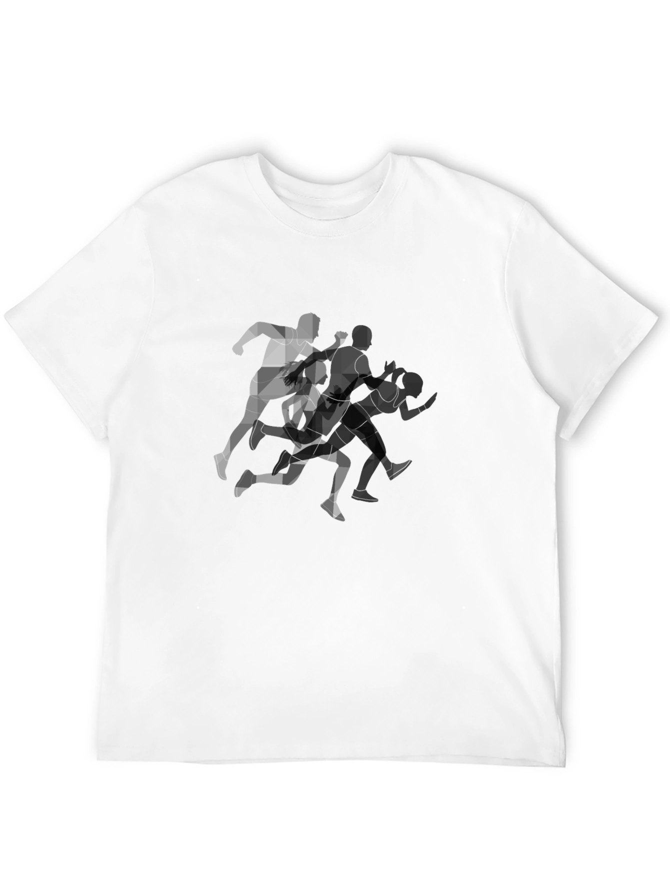 Geometric Runners Graphic Black T-Shirt