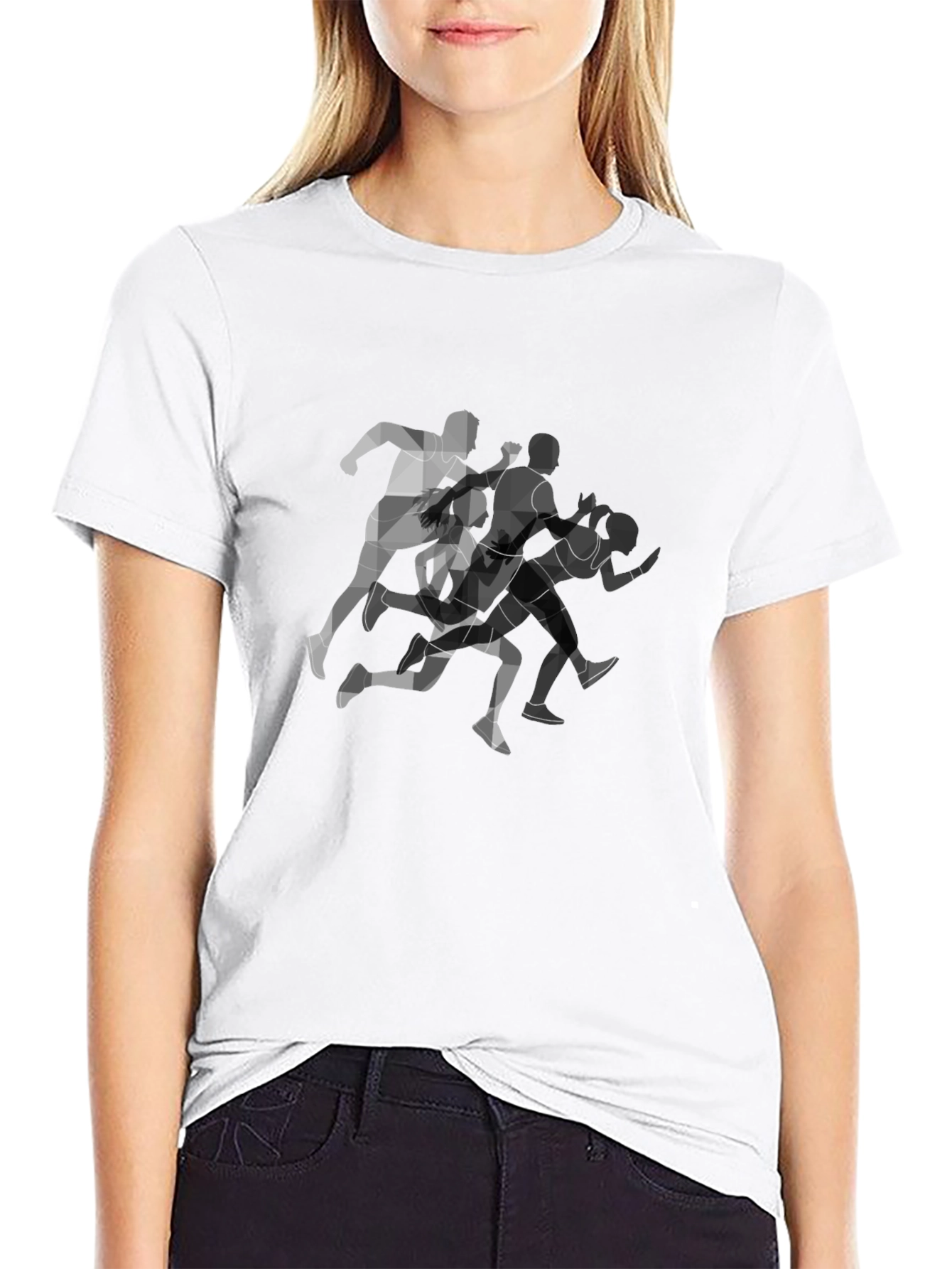 Geometric Runners Graphic Black T-Shirt