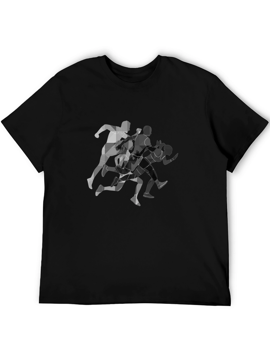 Geometric Runners Graphic Black T-Shirt