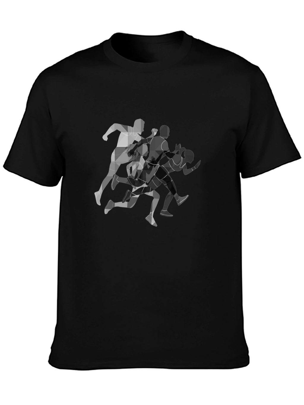 Geometric Runners Graphic Black T-Shirt