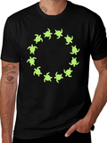Turtle Circle Graphic Tee - Black Cotton Shirt