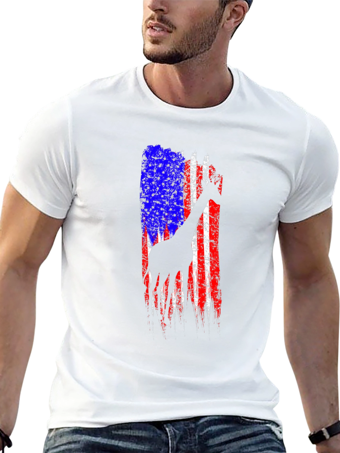 Giraffe American Flag Graphic Tee
