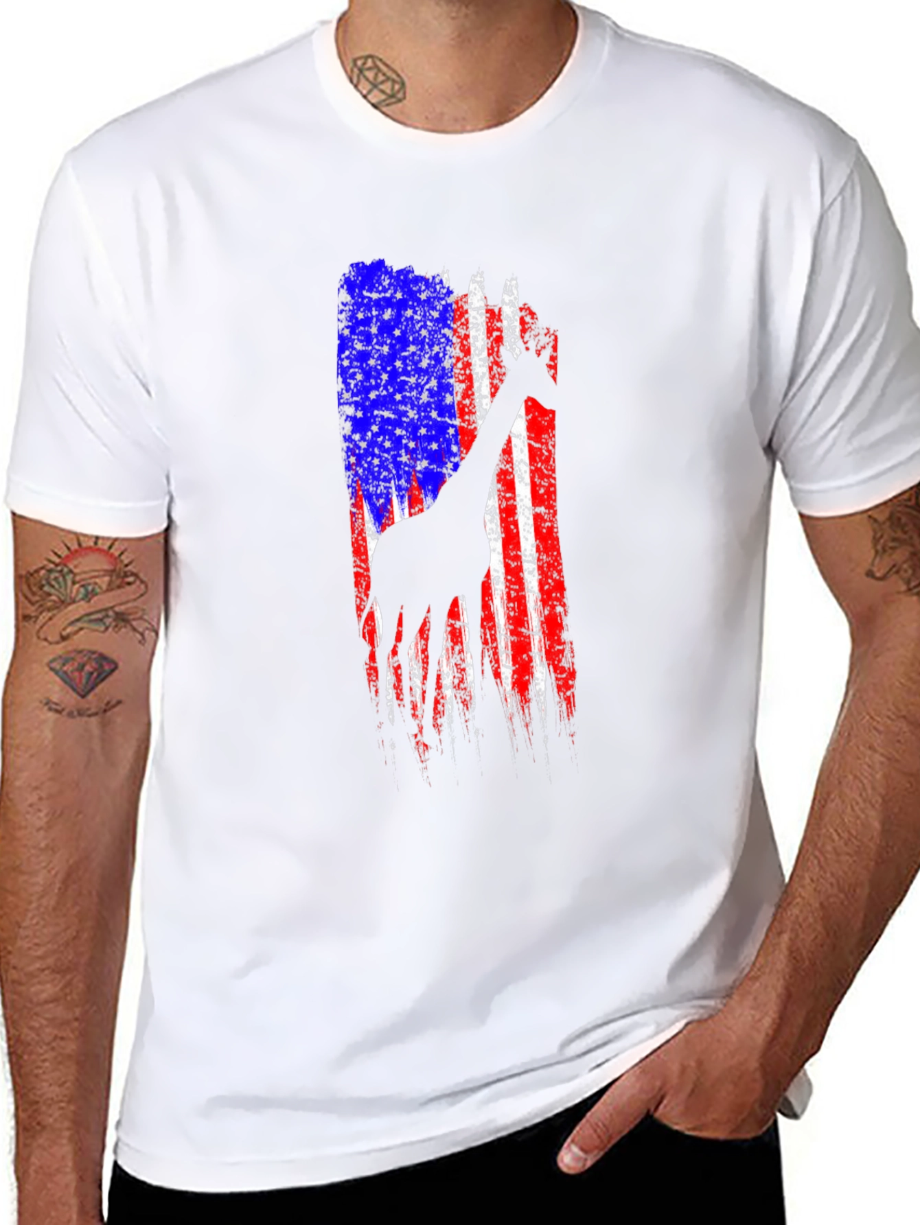 Giraffe American Flag Graphic Tee