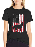 Wolf Howling American Flag T-Shirt Patriotic USA Tee