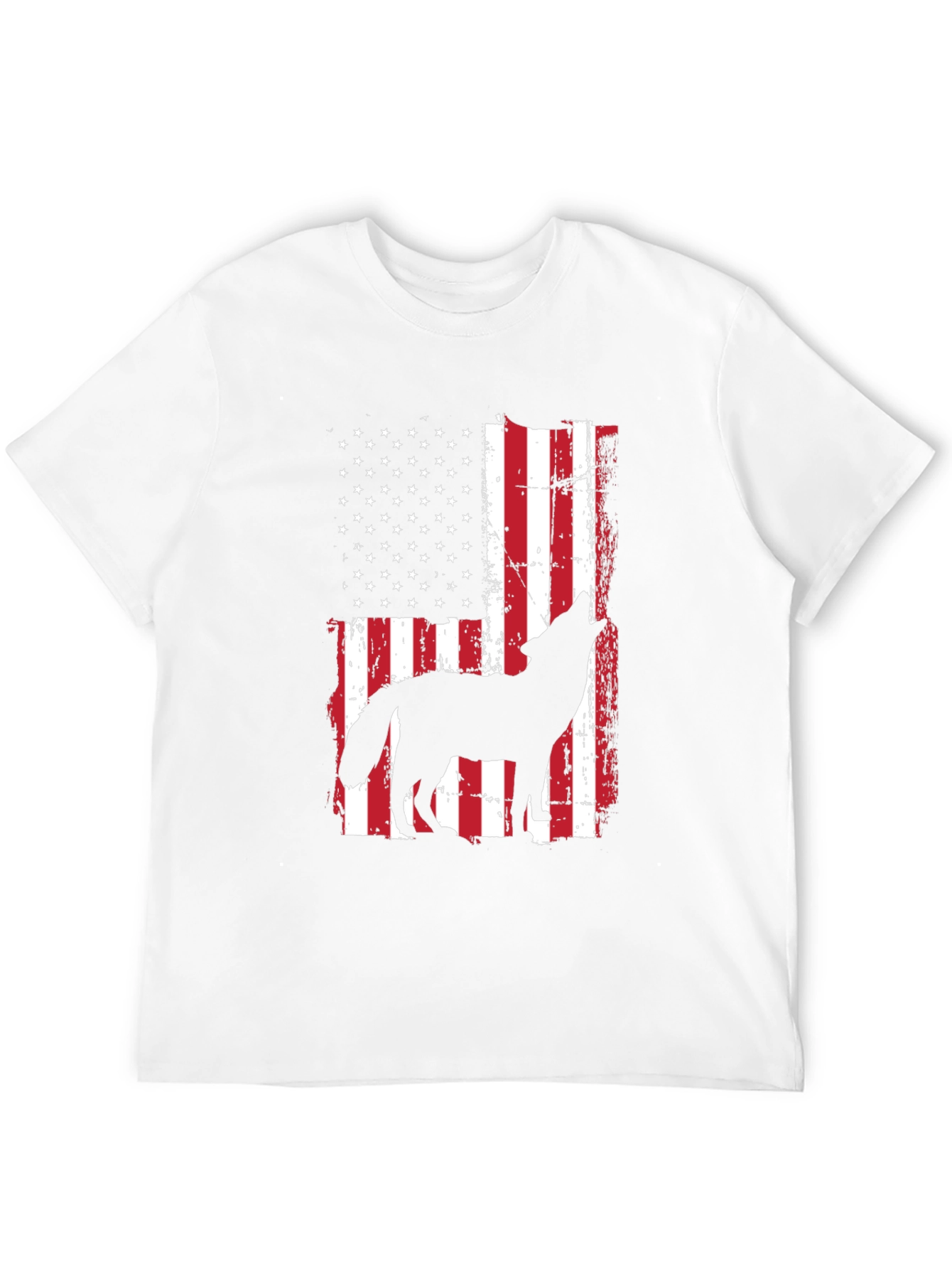 Wolf Howling American Flag T-Shirt Patriotic USA Tee