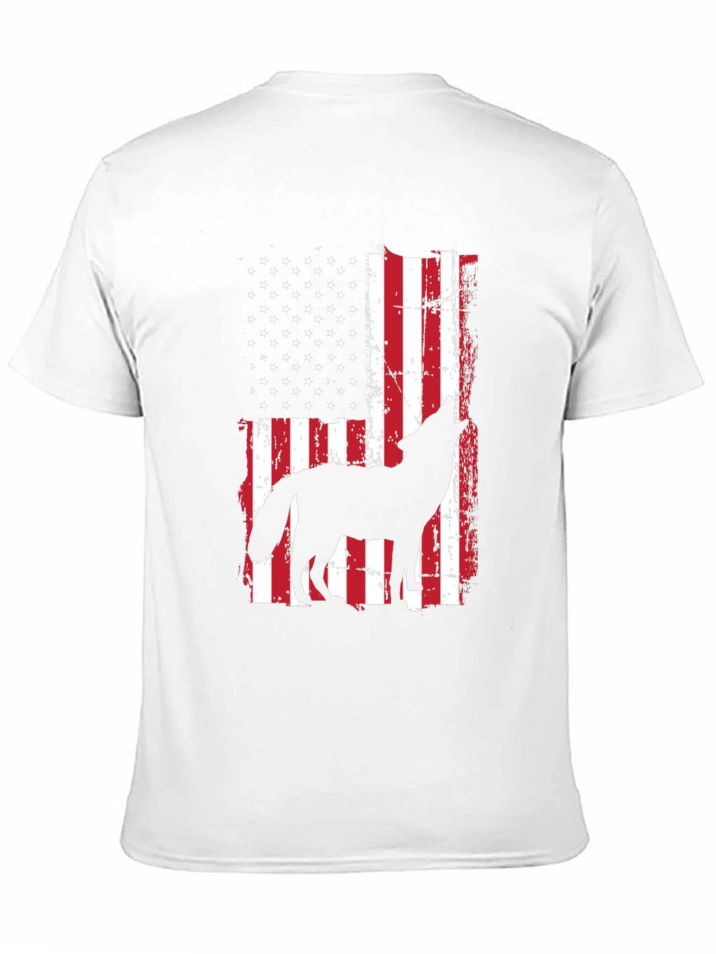 Wolf Howling American Flag T-Shirt Patriotic USA Tee