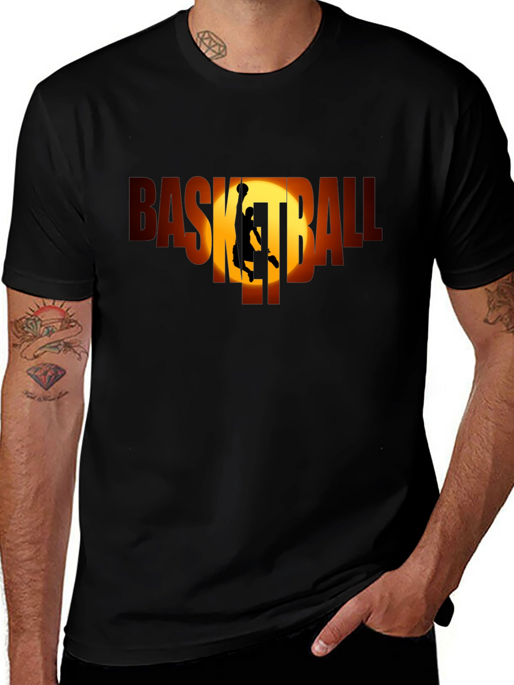 Basketball Graphic Tee - Black Sport T-Shirt