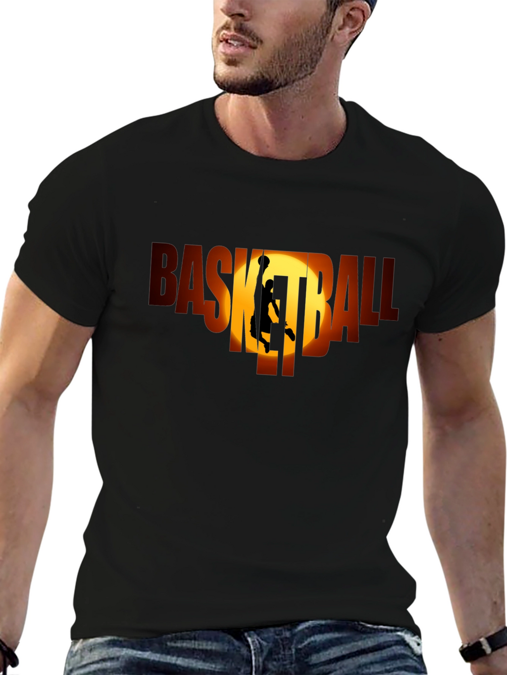 Basketball Graphic Tee - Black Sport T-Shirt