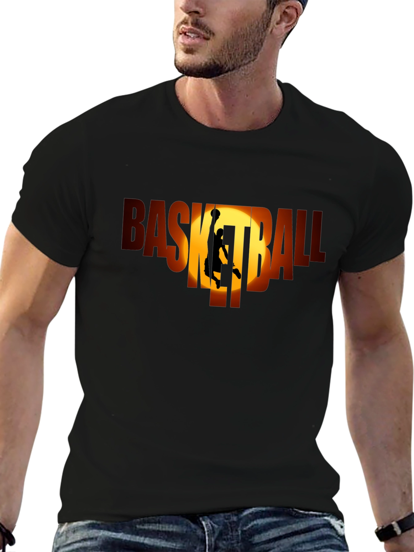 Basketball Graphic Tee - Black Sport T-Shirt