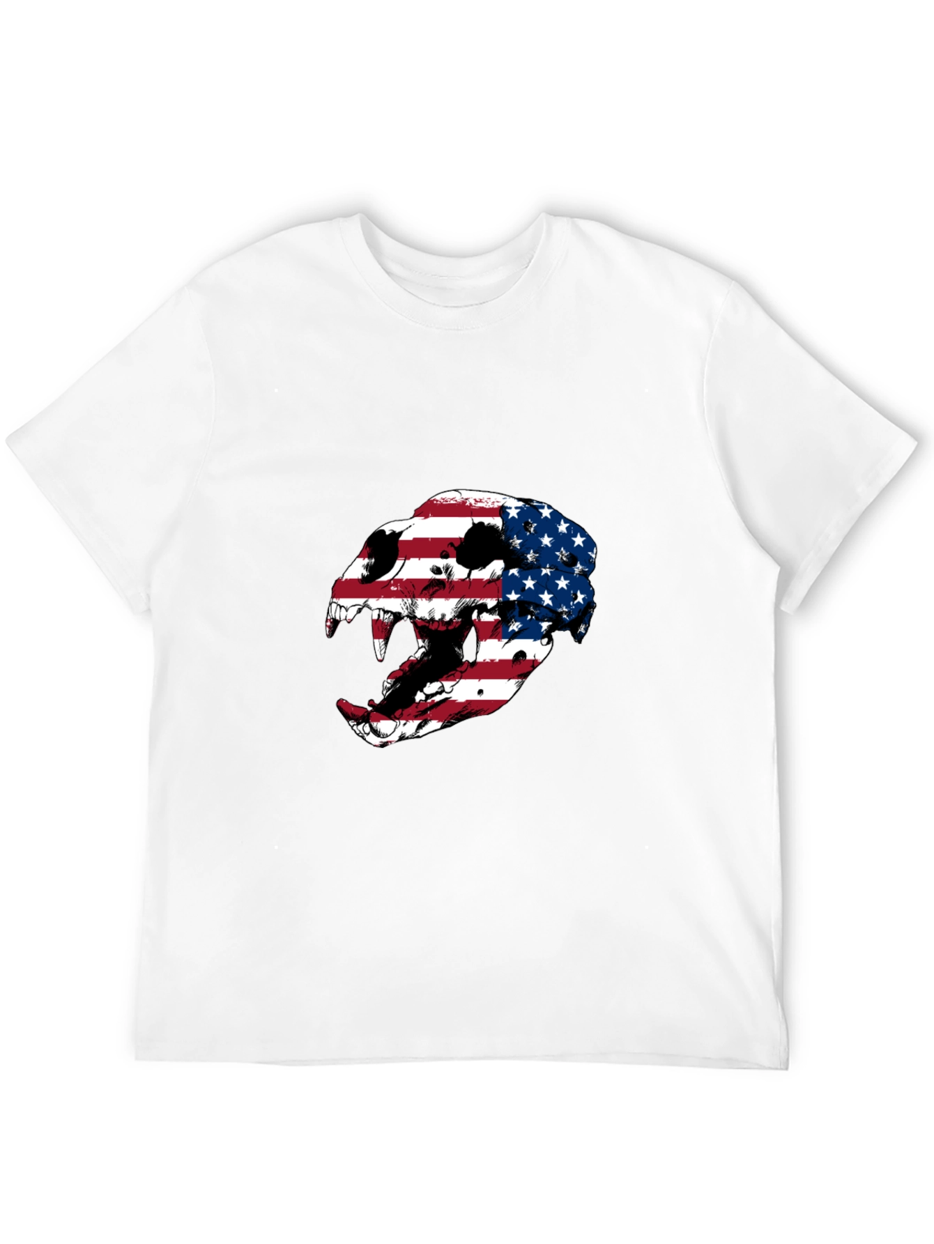 American Flag Skull Graphic Tee - Patriotic Style