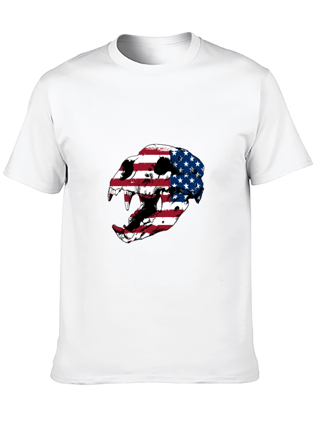 American Flag Skull Graphic Tee - Patriotic Style
