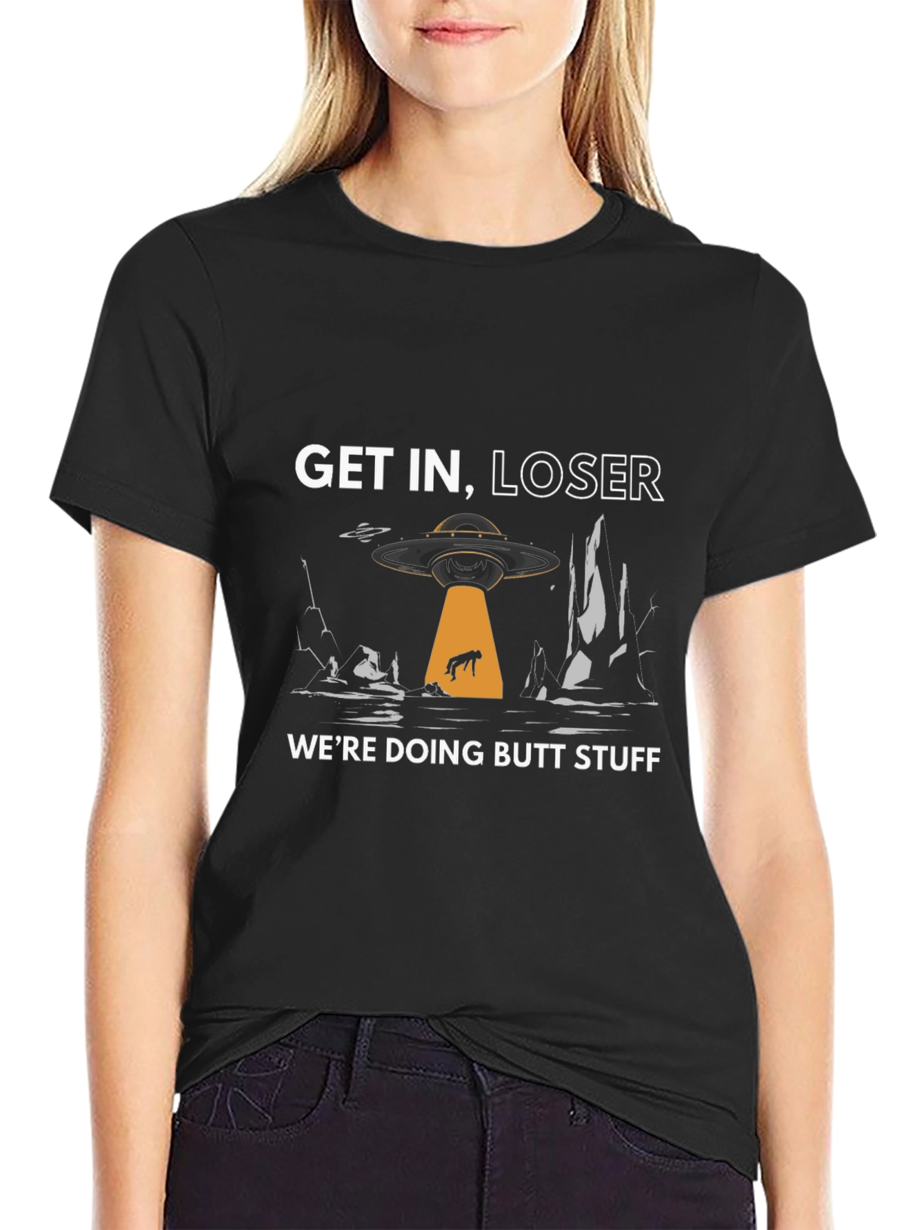 Get In Loser Alien Abduction Graphic T-Shirt