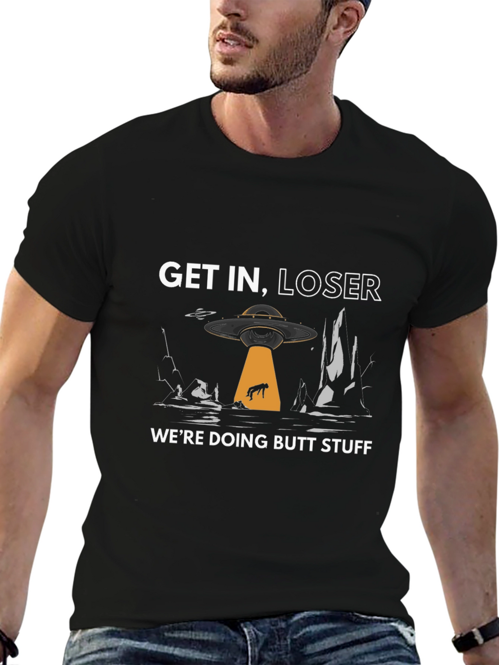 Get In Loser Alien Abduction Graphic T-Shirt