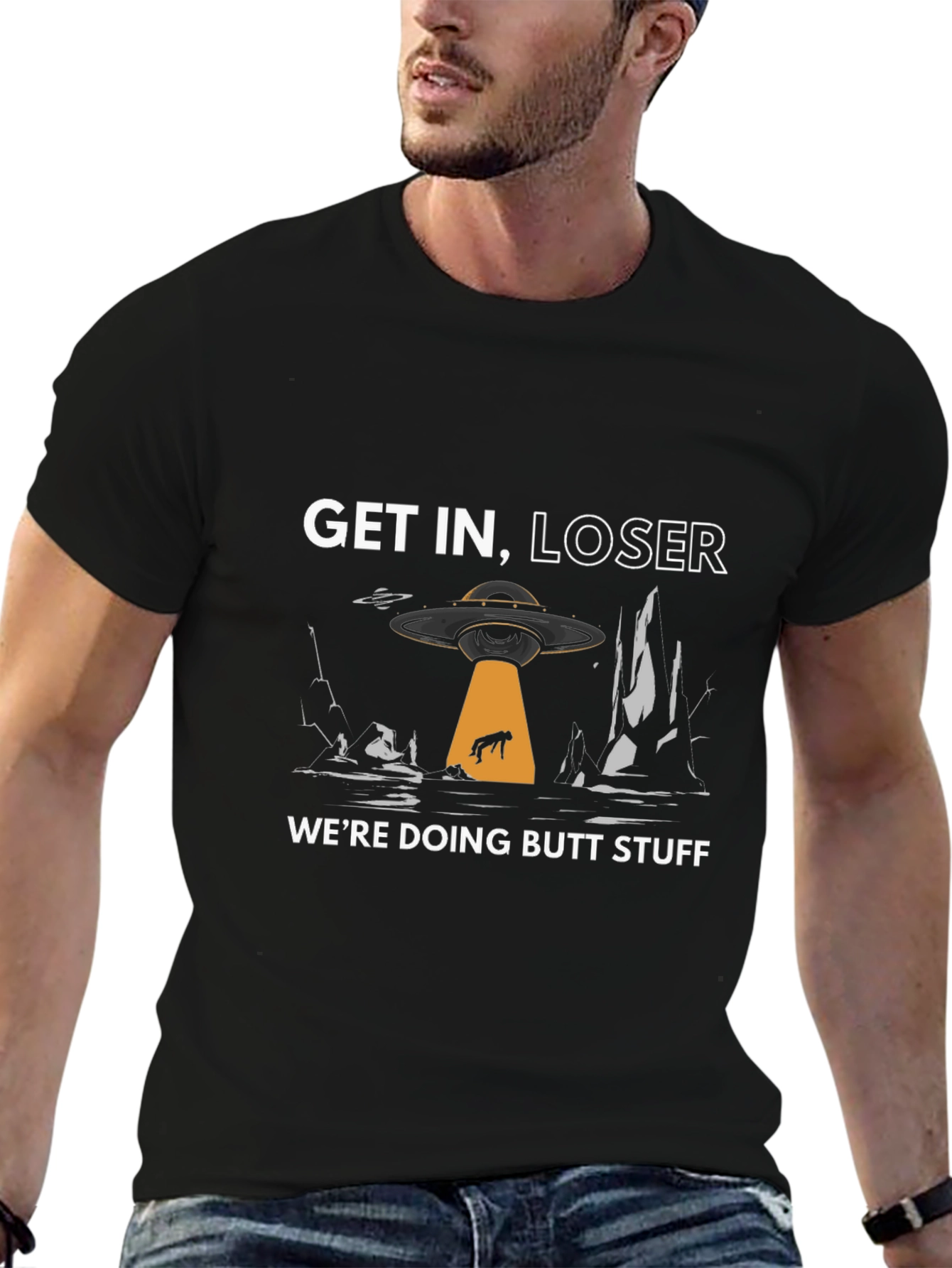 Get In Loser Alien Abduction Graphic T-Shirt