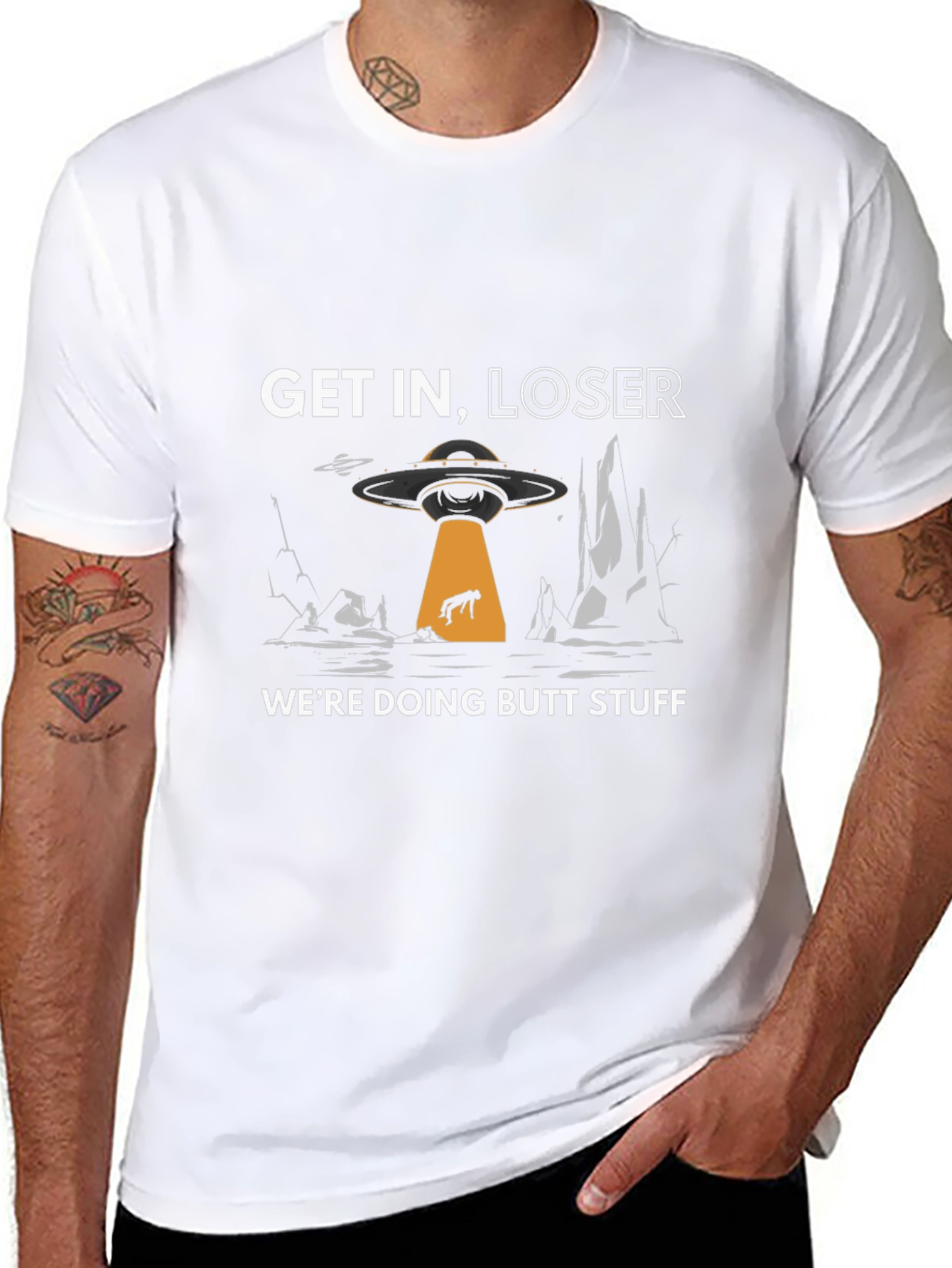 Get In Loser Alien Abduction Graphic T-Shirt