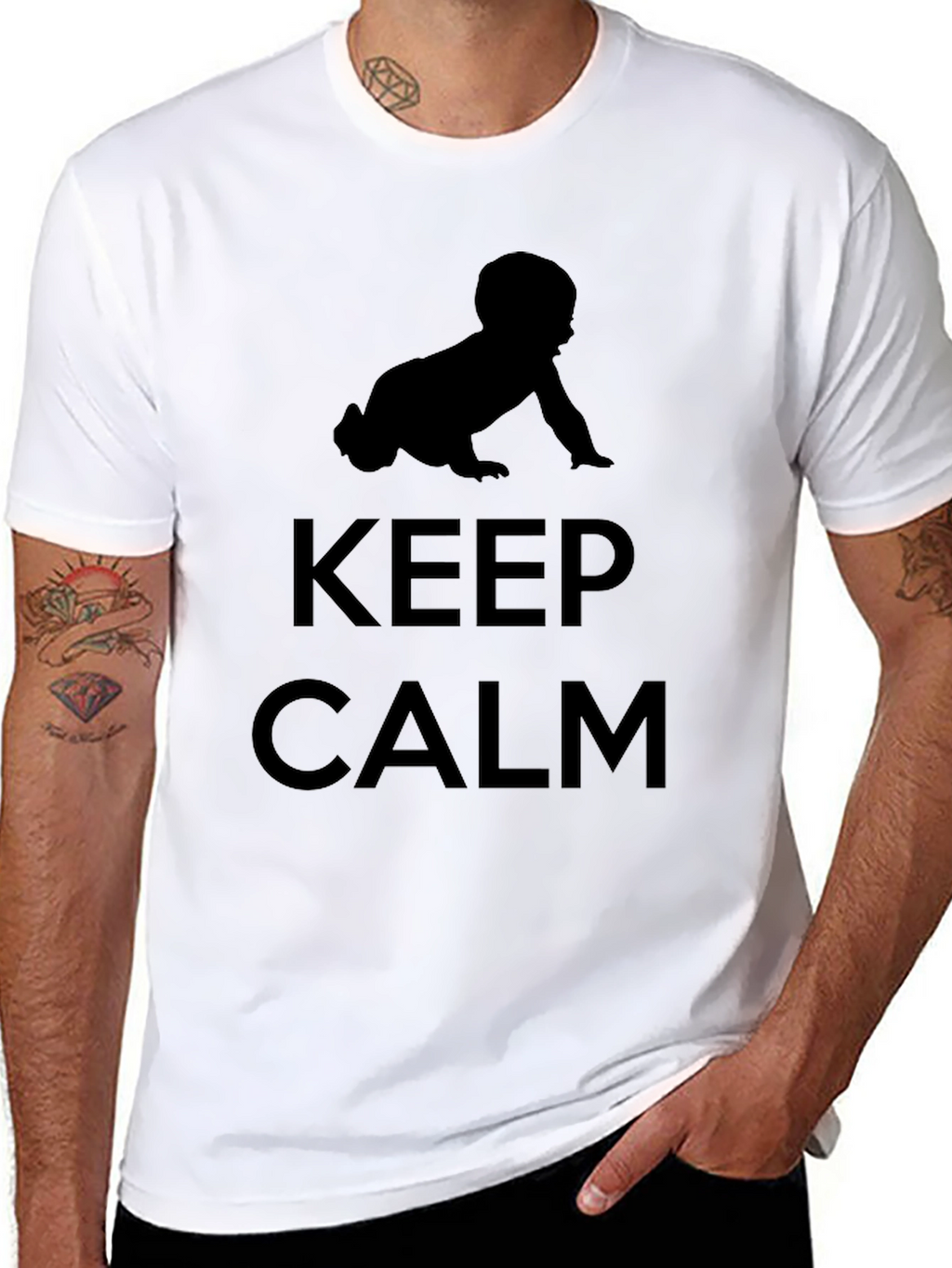Keep Calm Baby Crawling Black T-Shirt