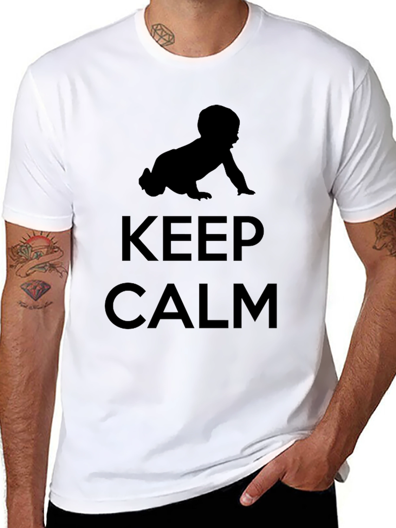 Keep Calm Baby Crawling Black T-Shirt