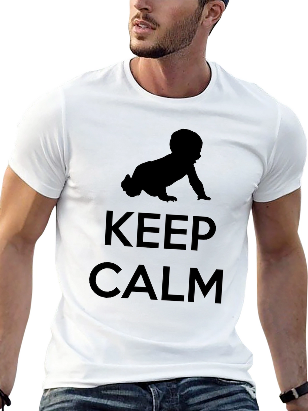 Keep Calm Baby Crawling Black T-Shirt