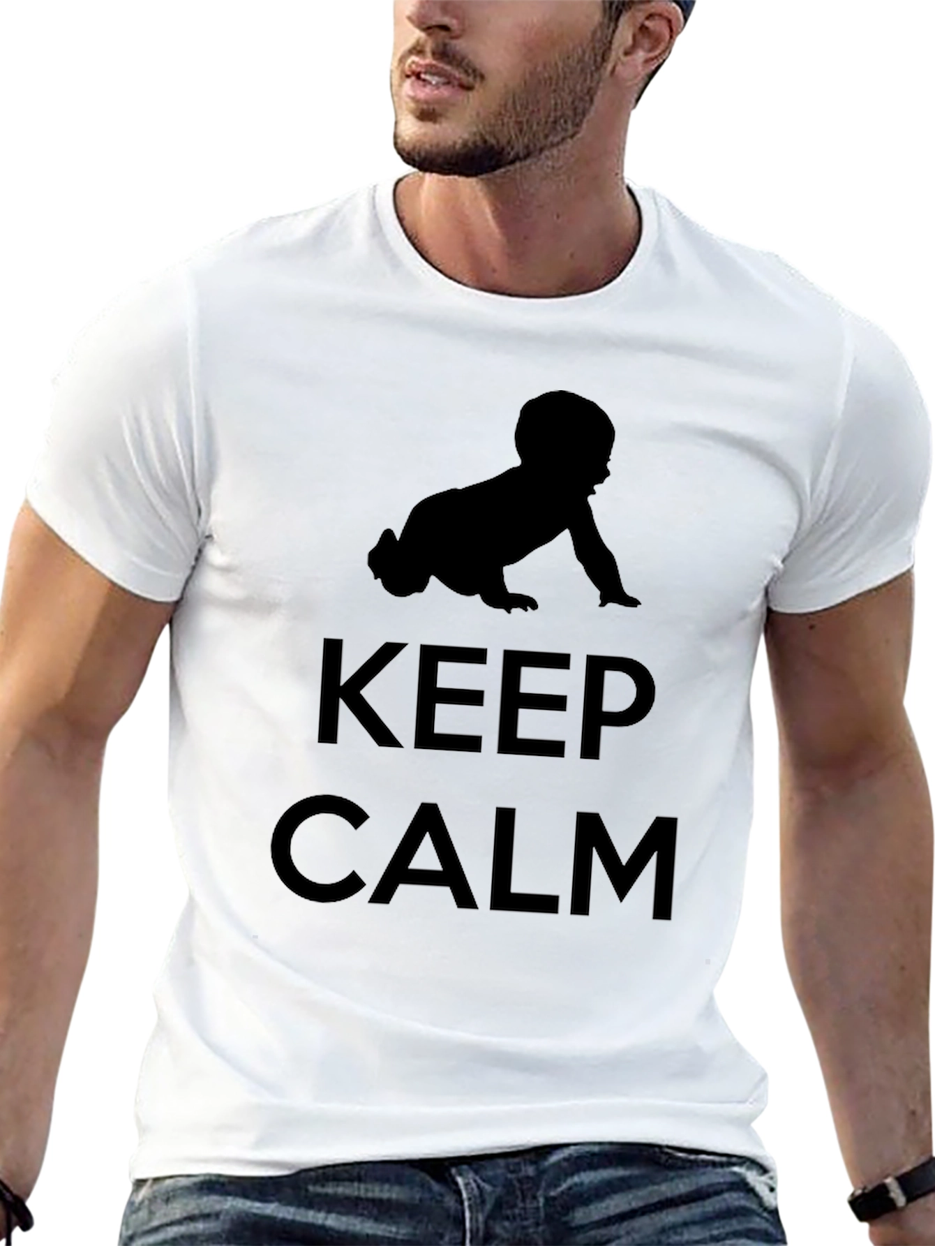 Keep Calm Baby Crawling Black T-Shirt