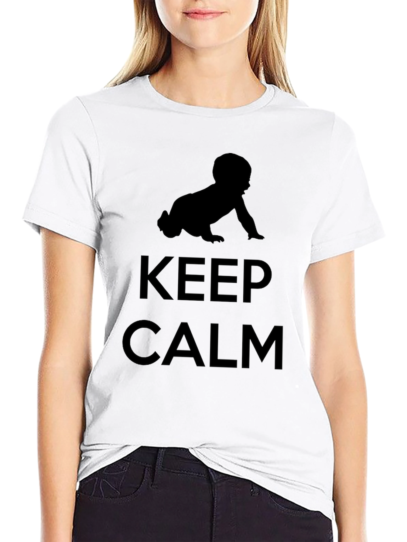 Keep Calm Baby Crawling Black T-Shirt