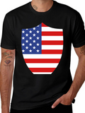 American Flag Shield Graphic Tee - Patriotic Black T-Shirt