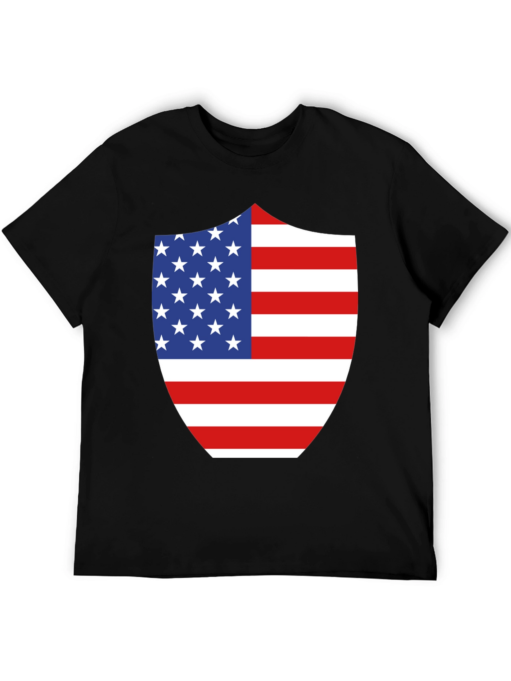 American Flag Shield Graphic Tee - Patriotic Black T-Shirt