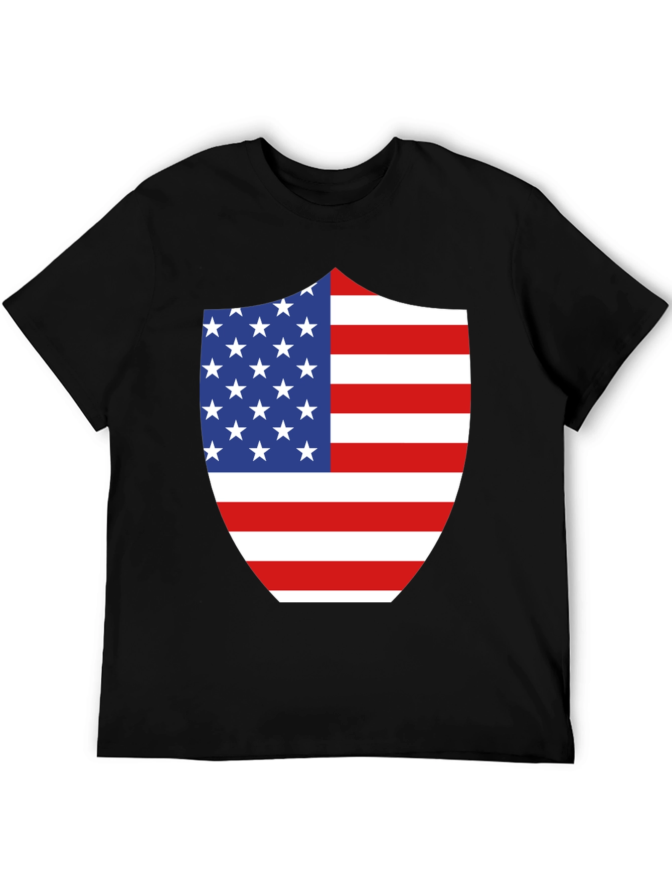 American Flag Shield Graphic Tee - Patriotic Black T-Shirt