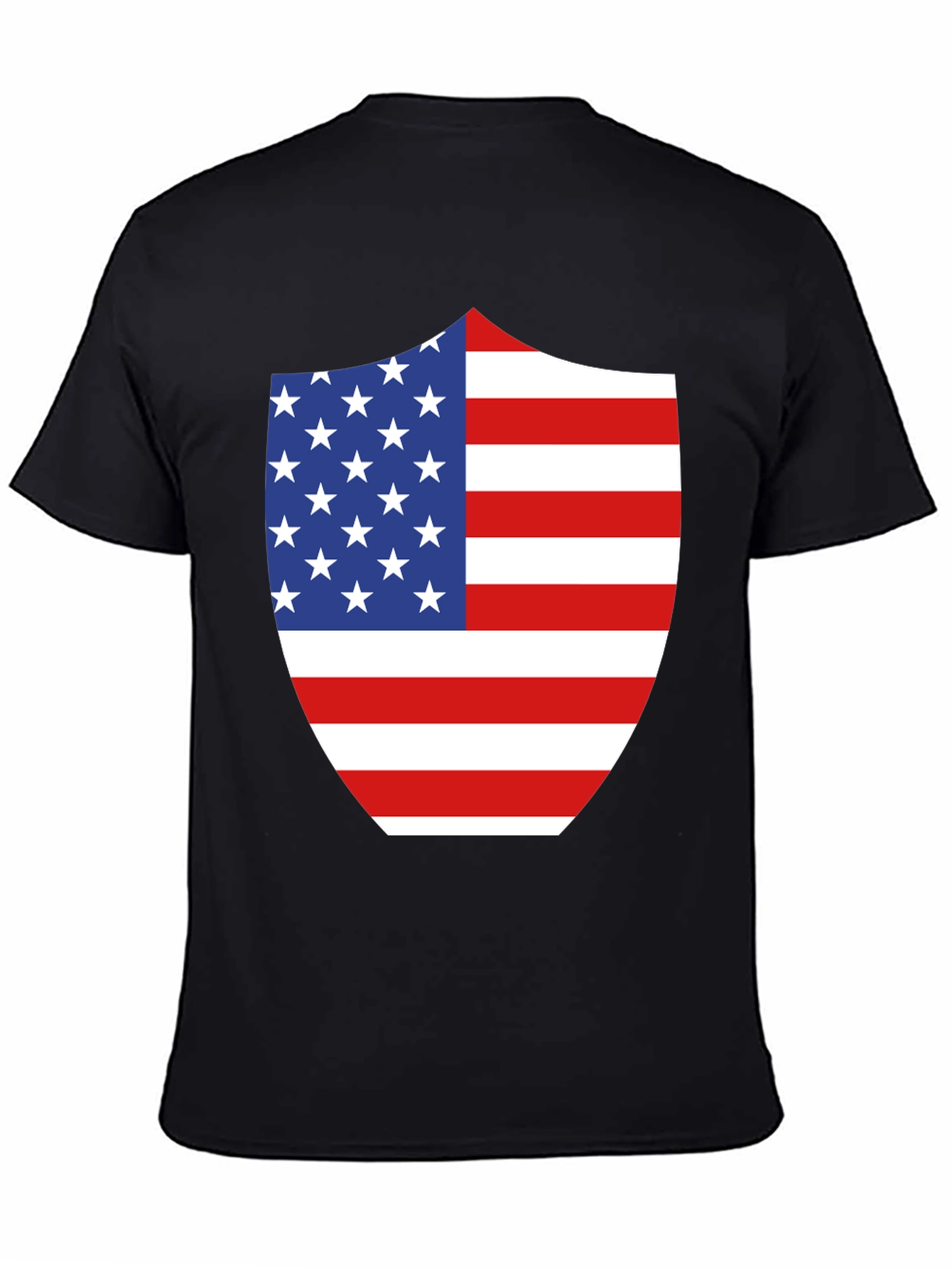 American Flag Shield Graphic Tee - Patriotic Black T-Shirt