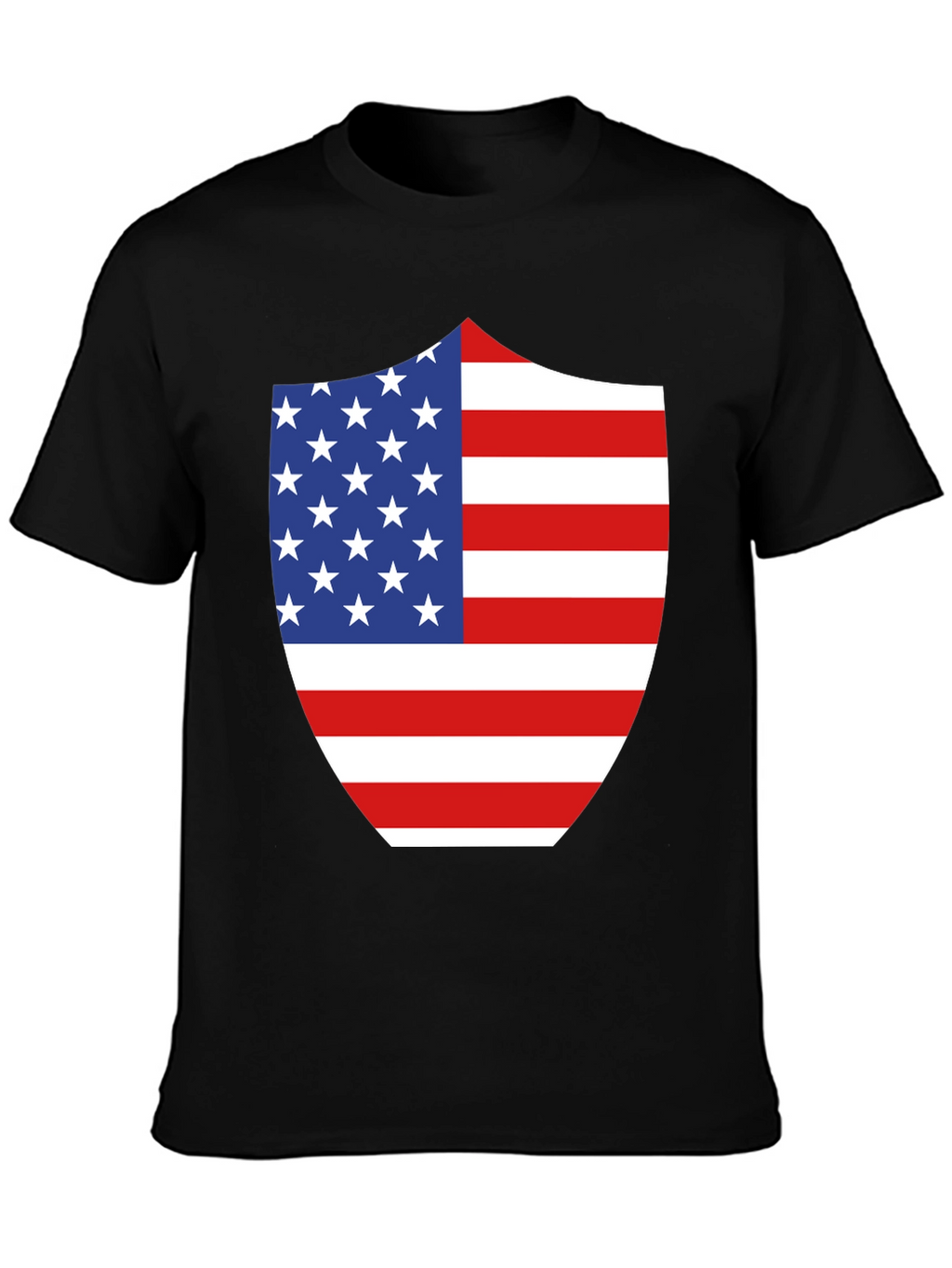 American Flag Shield Graphic Tee - Patriotic Black T-Shirt