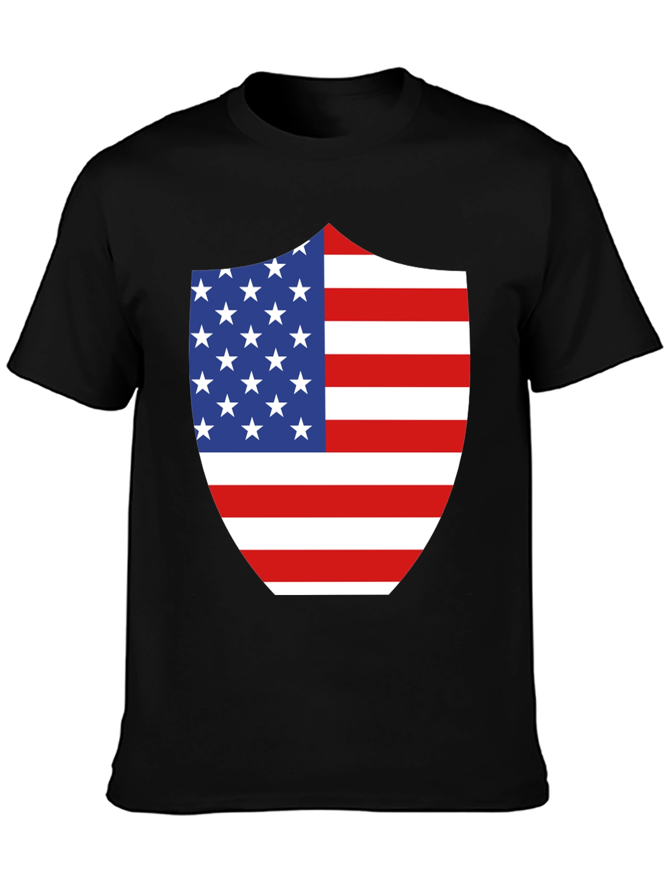 American Flag Shield Graphic Tee - Patriotic Black T-Shirt