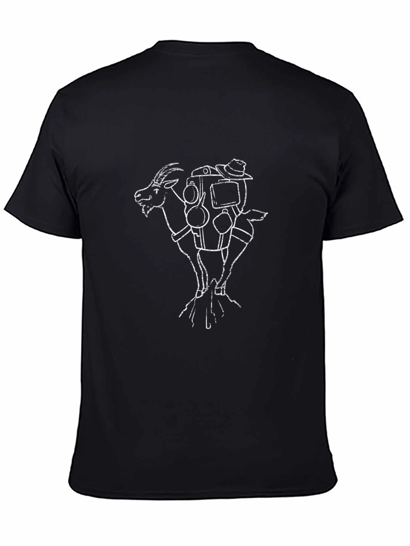 Black Graphic T-Shirt with Animal & Gear Design