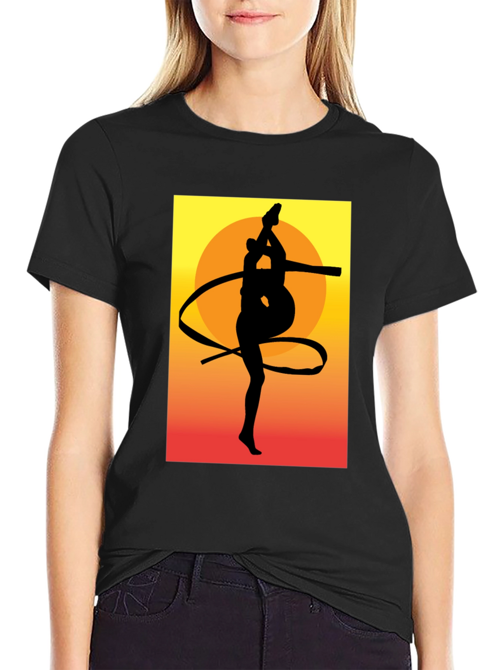 Gymnast Silhouette Graphic Tee - Sunset Design