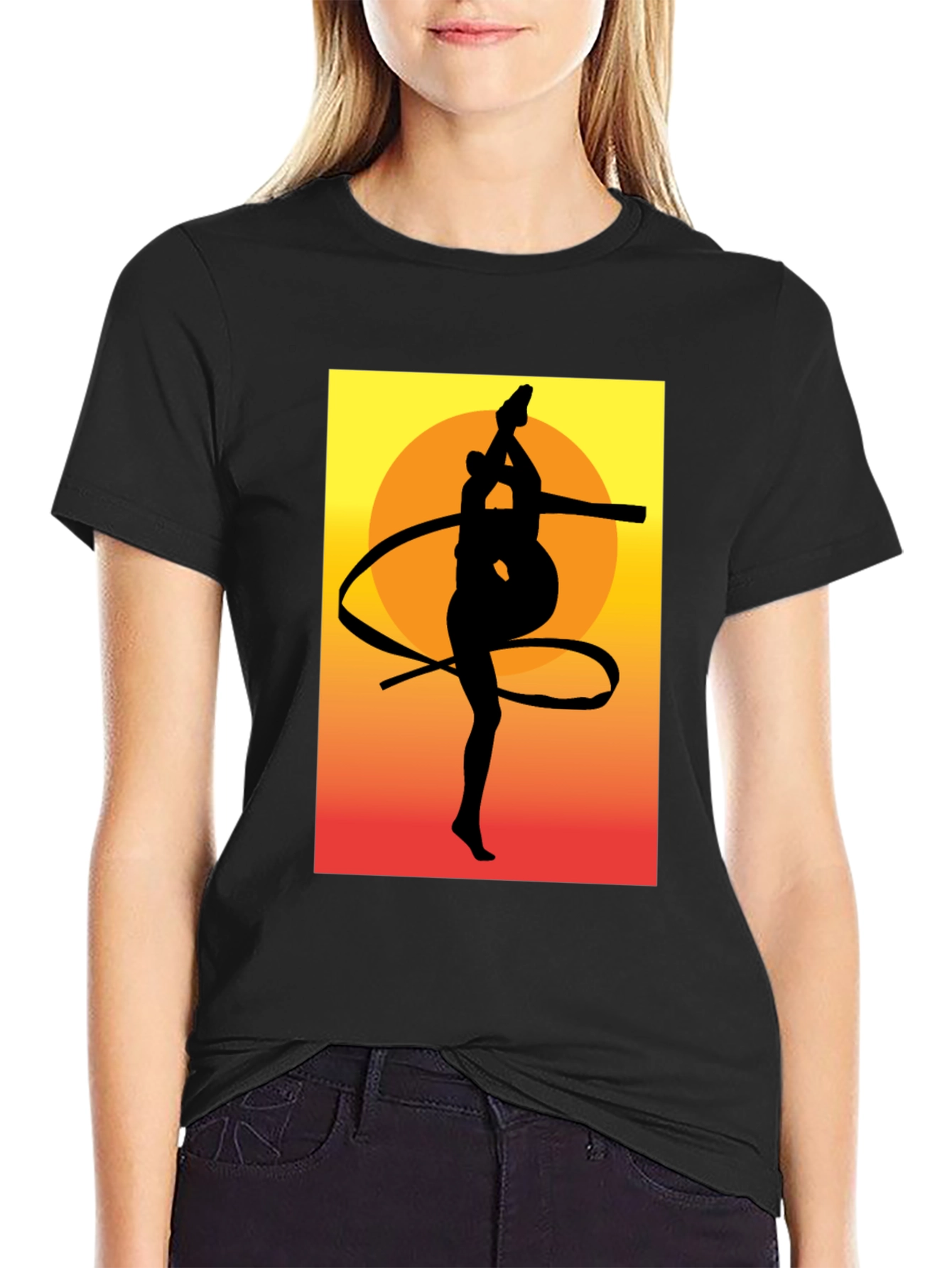 Gymnast Silhouette Graphic Tee - Sunset Design