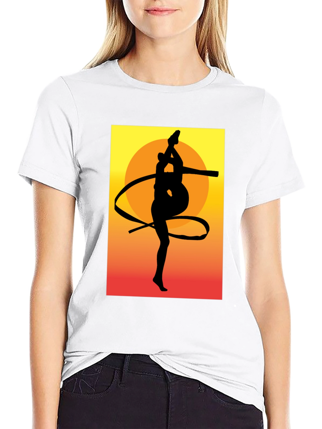 Gymnast Silhouette Graphic Tee - Sunset Design